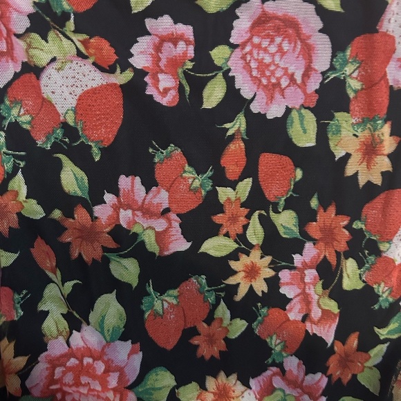 Strawberry Floral Mesh Spaghetti Strap Mini Dress - Picture 6 of 6